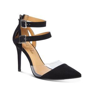 WILD PAIR Womens Black Translucent Panel Daymian Peep Toe Stiletto Pumps 6.5 M